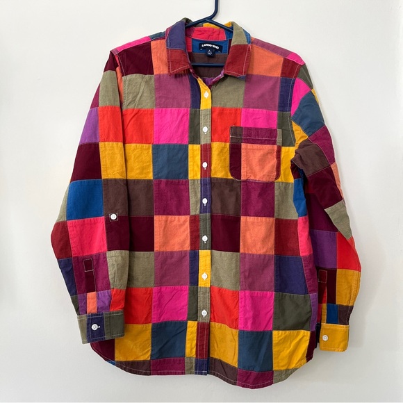 Lands’ End | Cotton Patchwork Button Down Shirt | Warm Tones | Large (14-16) - Picture 1 of 11